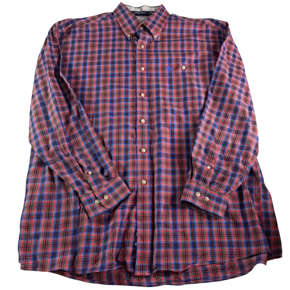 Wrangler George Strait Cowboy Cut Shirt XL Plaid Western Button Down Cotton